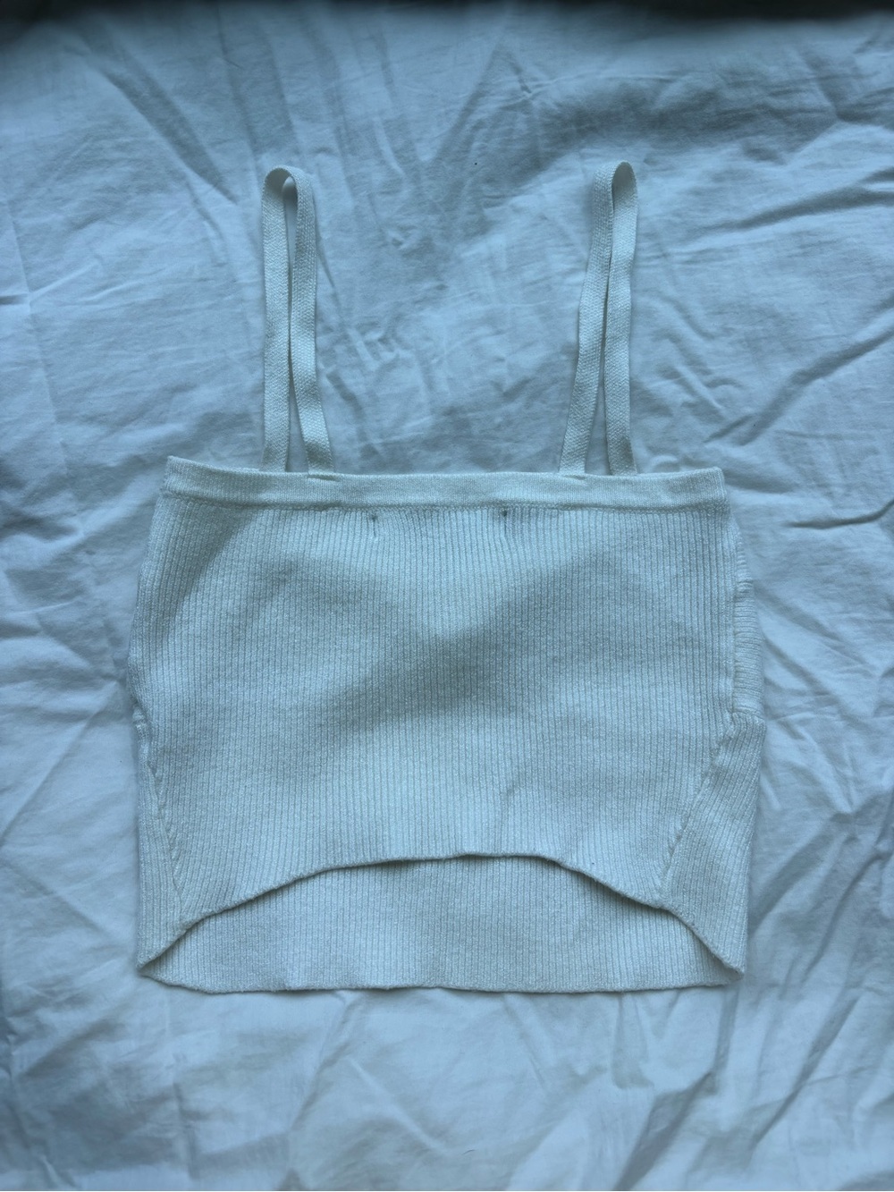 Urban Outfitters White Ribbed Twist-Front Cropped Cami Top Size S - Picture 4 of 12